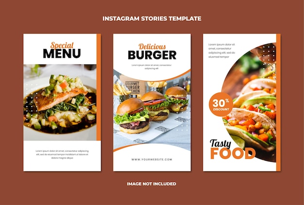 ベクトル フード・ソーシャル・メディア・プロモーションとインスタグラム・ストーリーのテンプレート