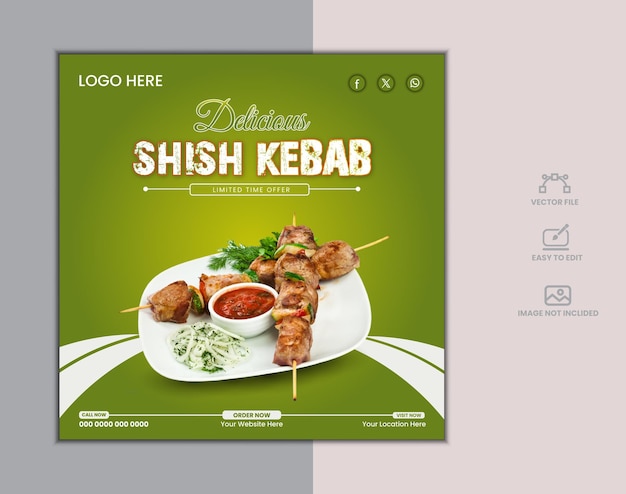 Food social media promotion and banner post design template