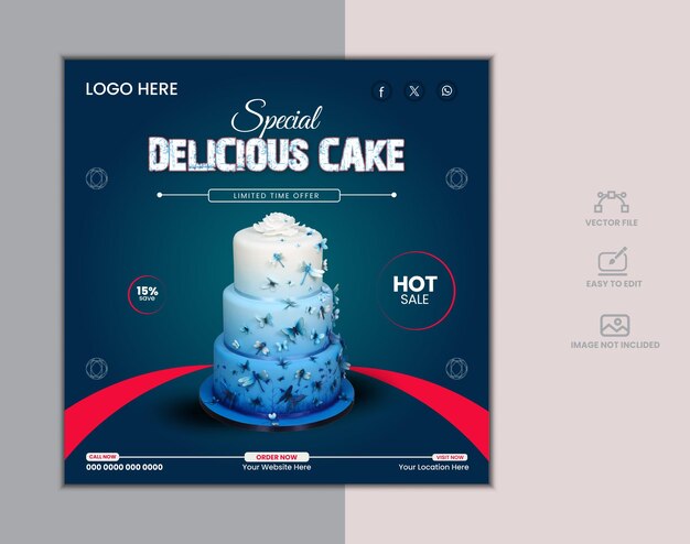 Vector food social media promotion and banner post design template