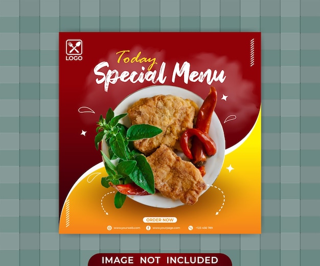 Food social media promotion and banner post design template