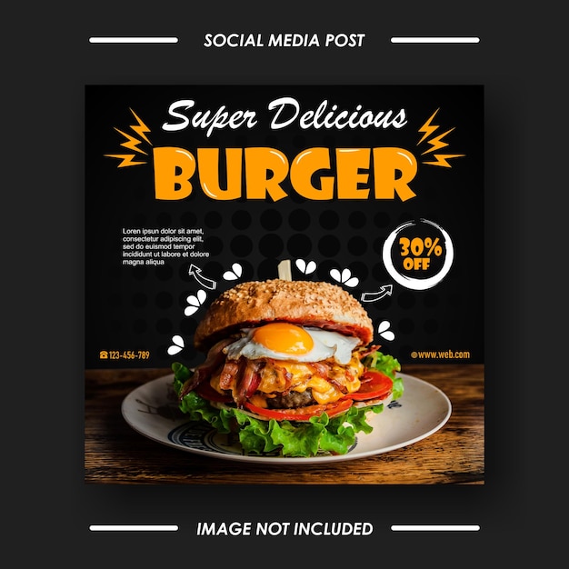 Food social media promotion and banner post design template