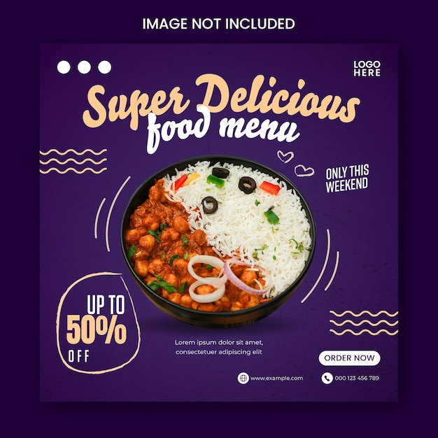 Food social media promotion and banner post design template