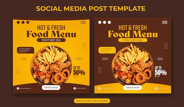 Promozione dei social media alimentari e modello di progettazione post banner