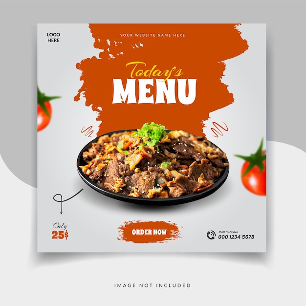 Food social media promotion banner suitable for restaurant food promotion or culinary business
