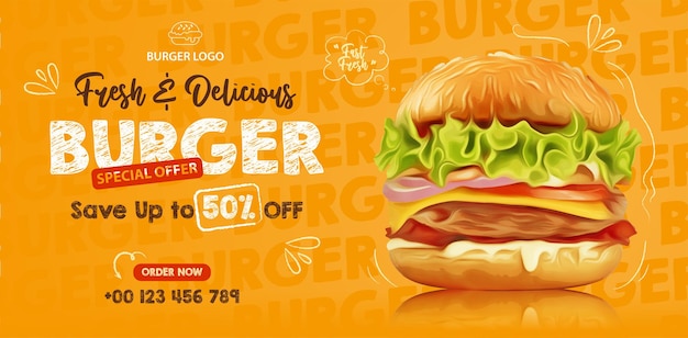 Vector food social media promotion banner