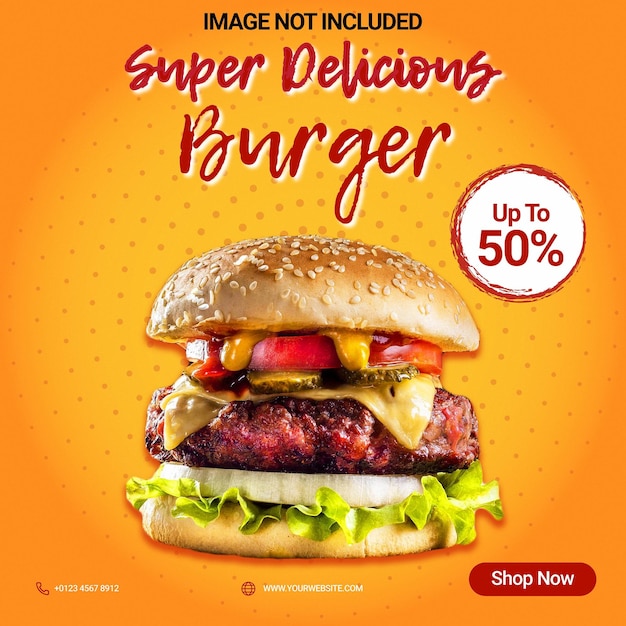 음식 소셜 미디어 프로모션 BURGER