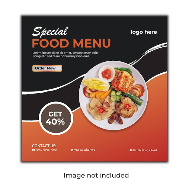 食品ソーシャル メディア プロモーションと Instagram バナー投稿デザイン テンプレート