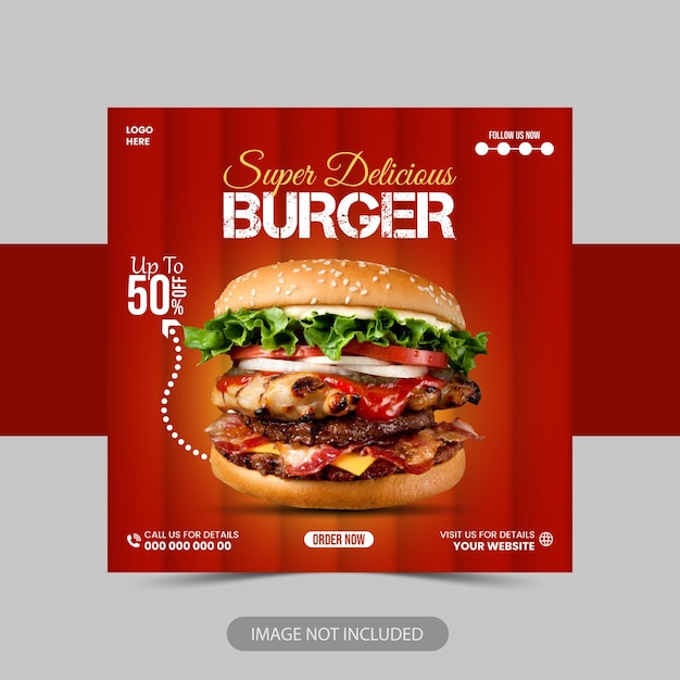 Vector food social media promotion and instagram banner post design template