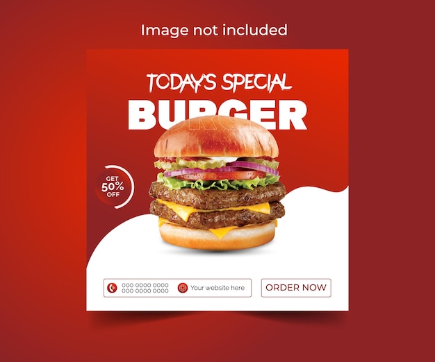 Food social media promotion and instagram banner post design template