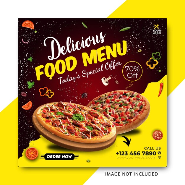 Food social media promotion and instagram banner post design template