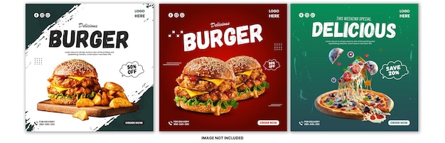 Food social media promotion and instagram banner post design template