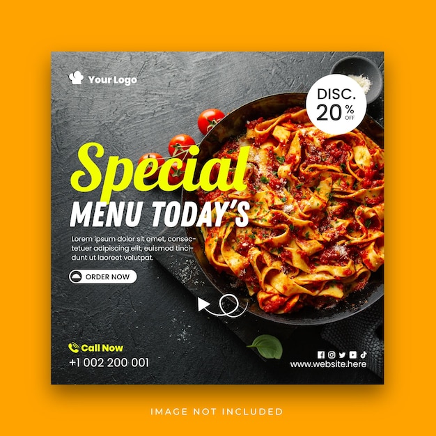 Food social media promotion and instagram banner post design template