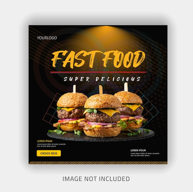 食品ソーシャルメディアのプロモーションとInstagramのバナー投稿のデザイン