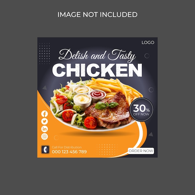 Vector food social media promotion and instagram  post design template