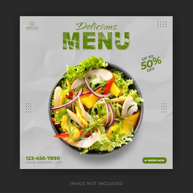 Food social media promotion and social media banner design template