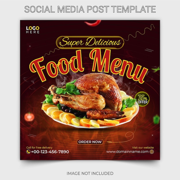 Vettore modello di progettazione post instagram promozionale per social media alimentare