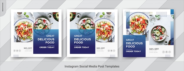 Vector food social media square post template