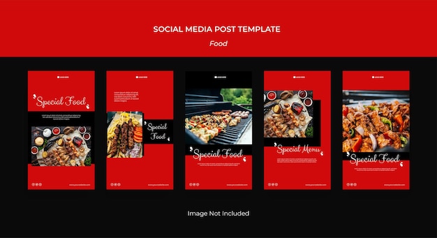 Vector food social media stories instagram collection