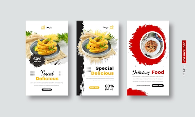 Food social media stories template collection