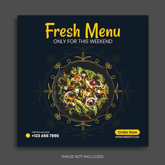 Food social media template restaurant instagram post web banner