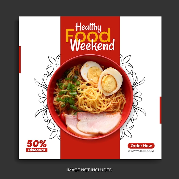 Vettore cibo social media modello ristorante instagram post banner web