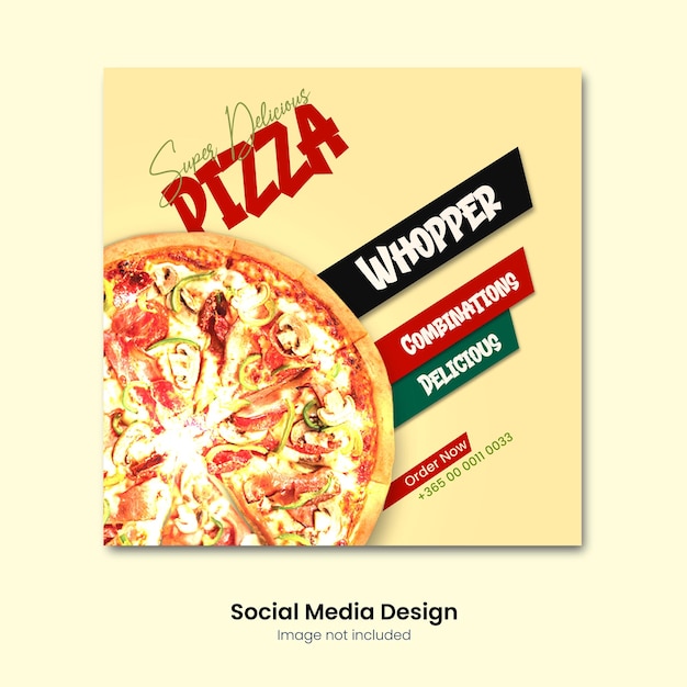 Vector food social post design pizza