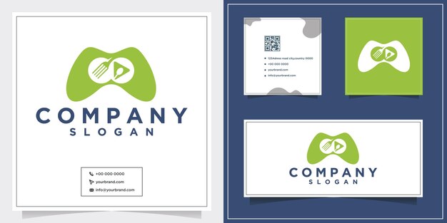 Food spoon game logo design and business card