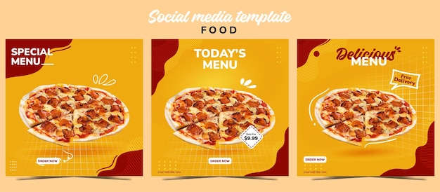 Vector food square banner sale or social media post template