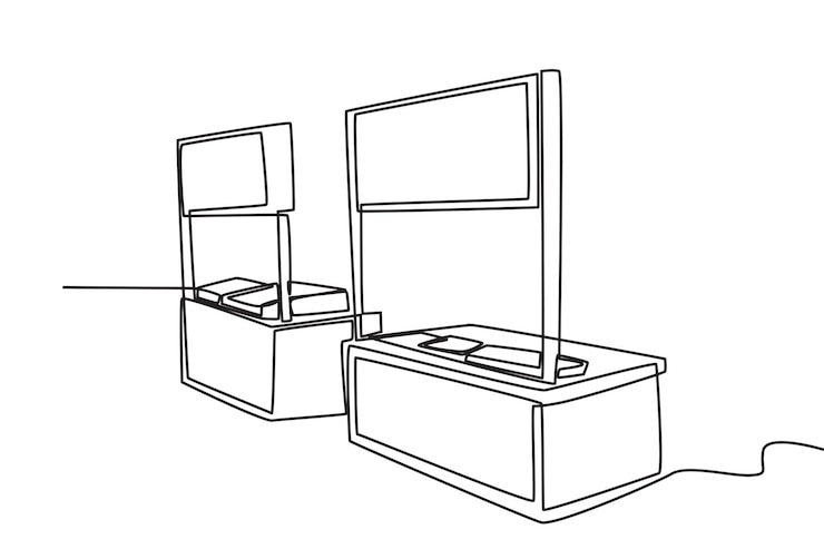 Vector food stalls are neatly arranged night market oneline drawing
