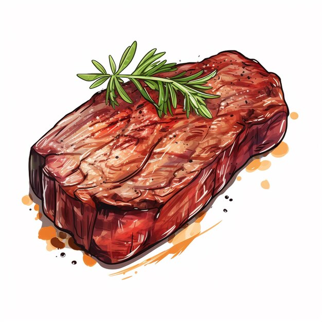 Вектор Еда стейк мясо вектор bbq иллюстрация говядина барбекю гриль ресторан изолированное меню sli