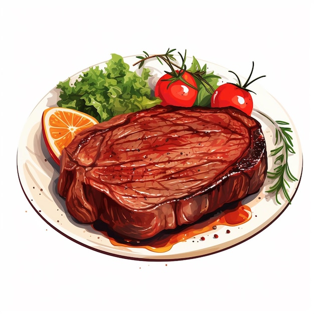 Food steak meat vector bbq illustration beef barbecue grill restaurant isolated menu sli