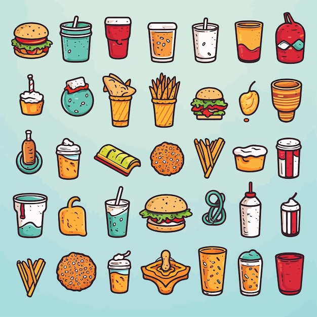 Food sticker set vector