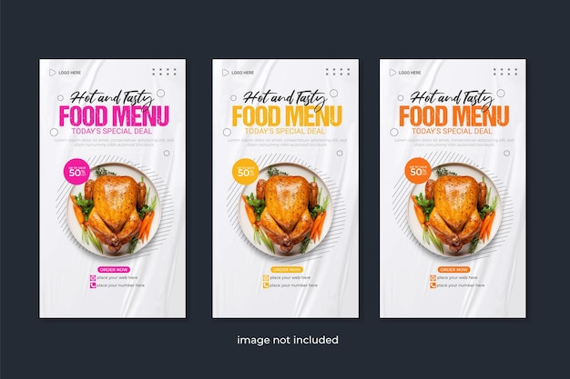 Vector food story and restaurant social media story template design