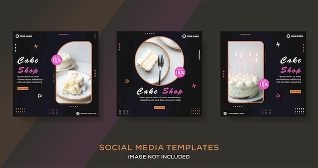 Vector food sweet cake menu banner for cake shop template post premium