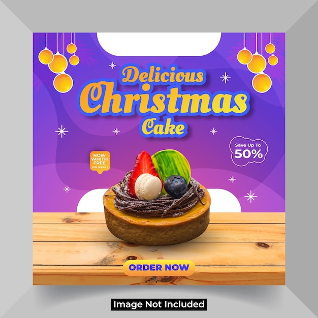Modello di instagram post promozione banner social media cibo torta dolce
