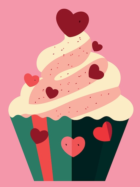 Vector food sweet pink cupcake