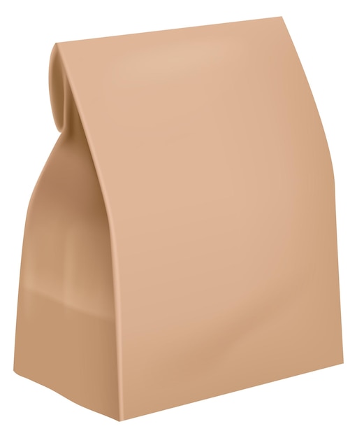 Vettore modello realistico di sacchetto per cibo da asporto imballaggio in carta isolato su sfondo bianco