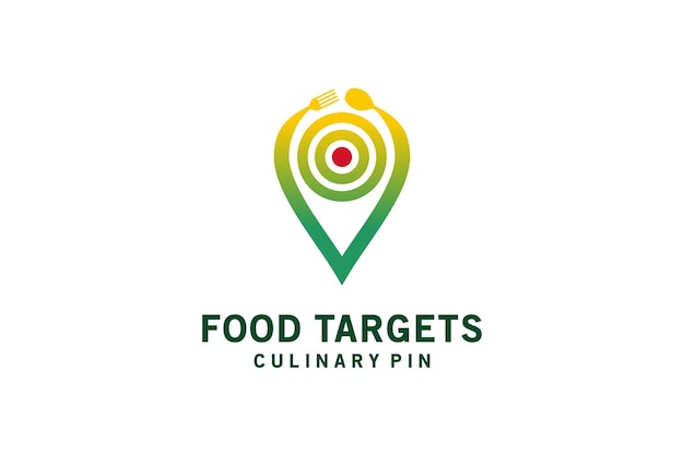 食品ターゲット ピン ロゴ デザイン モダンな抽象的な料理場所ターゲット シンボル アイコン