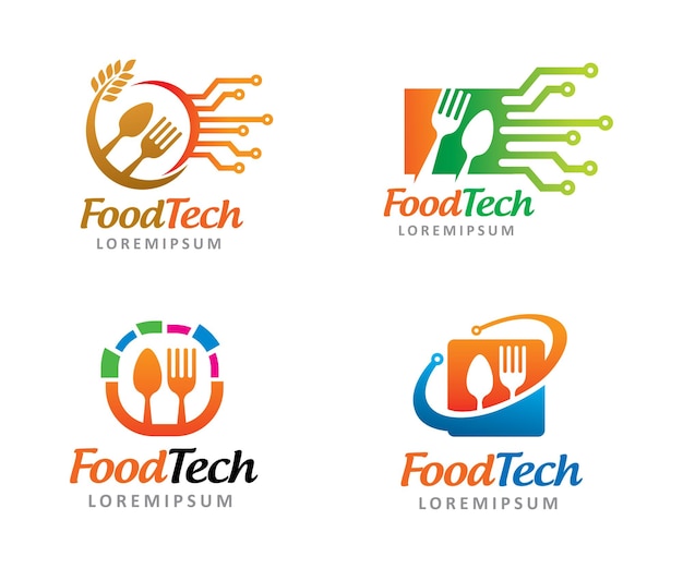 Simbolo del logo della tecnologia alimentare o modello dell'icona