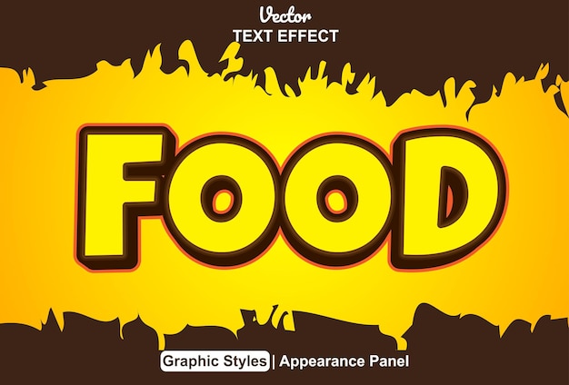 Vector food text effect with yellow graphic style and editable