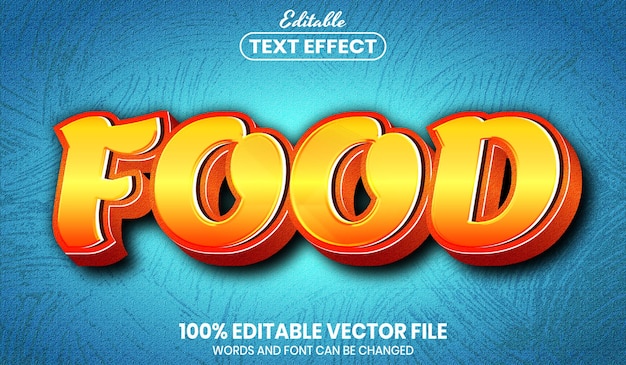 Vector food text, font style editable text effect