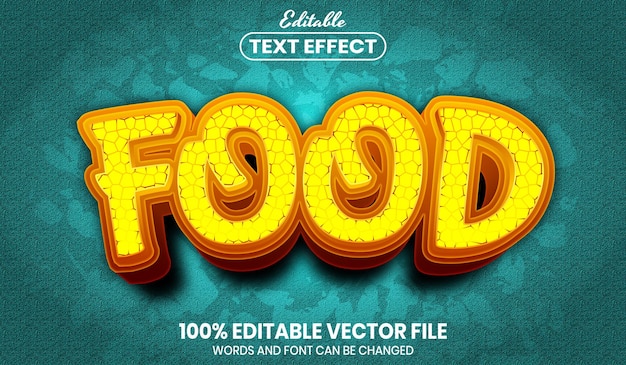 Vector food text, font style editable text effect