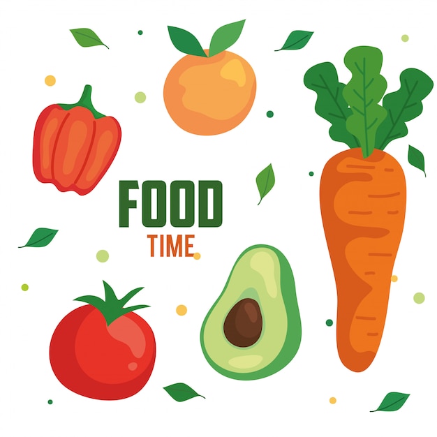 Food time vegetables and fruits, concept healthy food