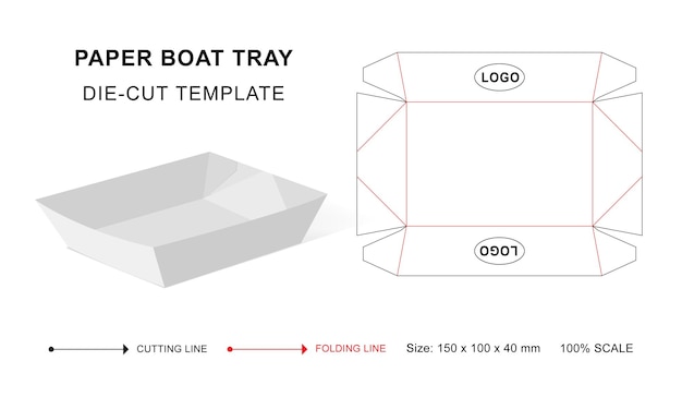 Vector food tray die cut template