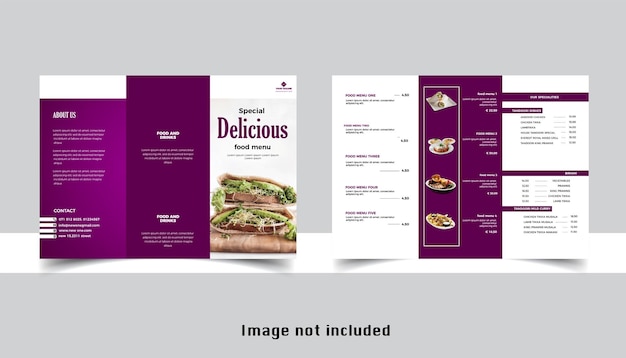 Брошюра о еде в три раза шаблон eps брошюра меню быстрого питания для дизайна ресторана