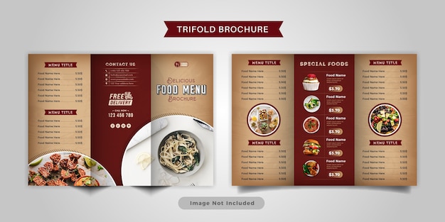 Vector food trifold brochure menu template. vintage fast food menu brochure for restaurant