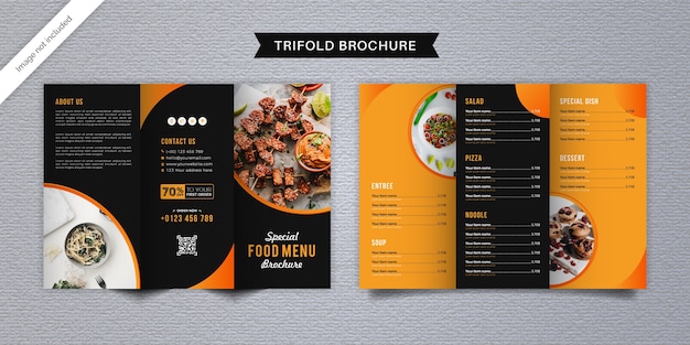 Modello di menu brochure a tre ante cibo