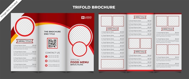 레스토랑에 대 한 음식 trifold 브로셔 템플릿 패스트 푸드 메뉴 브로셔 프리미엄 벡터