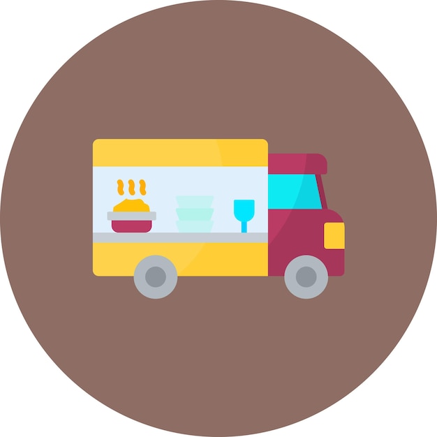 Vector food truck flat illustration