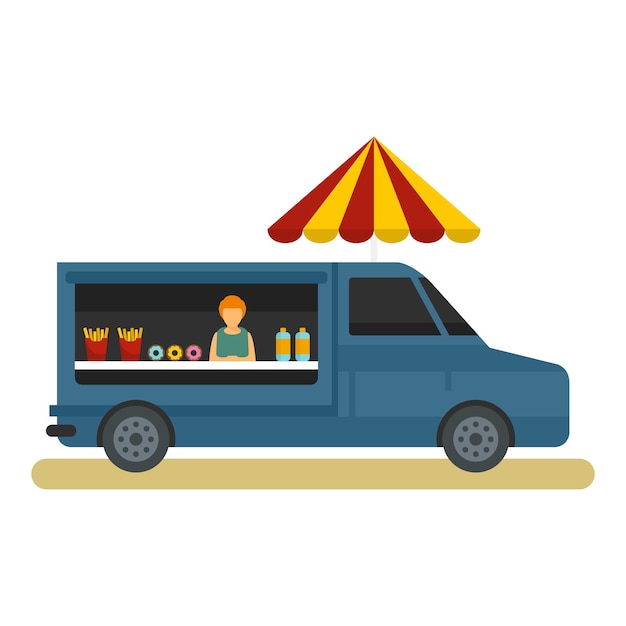 Vettore icona del camion alimentare illustrazione piatta dell'icona vettoriale del camion alimentare per il web design